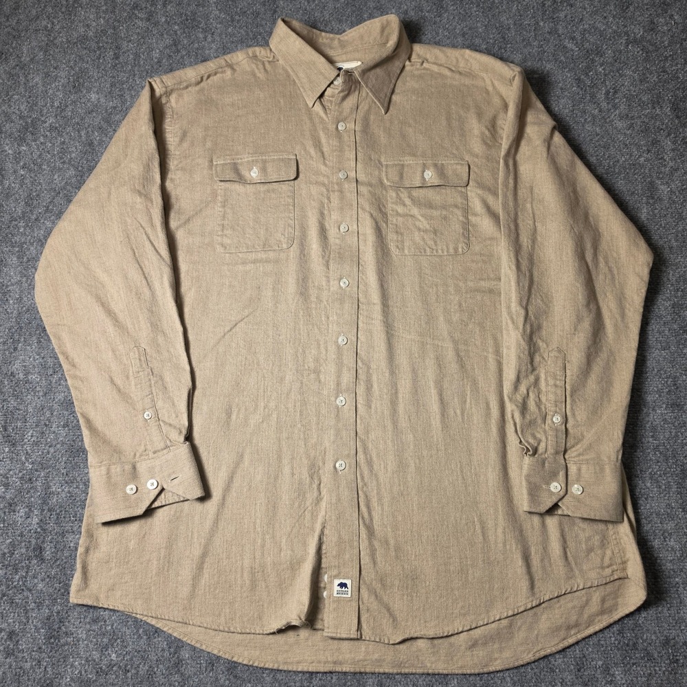 Onward Reserve Mens XL Tan Cotton Stretch Long Sleeve Button Down Work Shirt